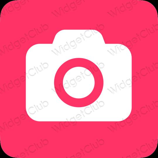 Aesthetic neon pink Camera app icons
