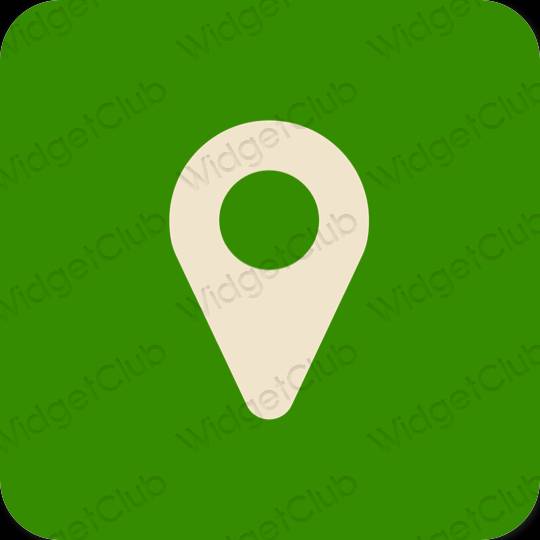 Ästhetisch grün Map App-Symbole