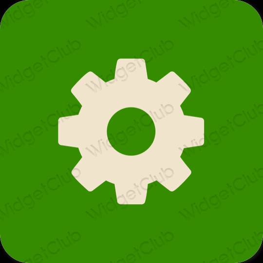 Esztétika zöld Settings alkalmazás ikonok