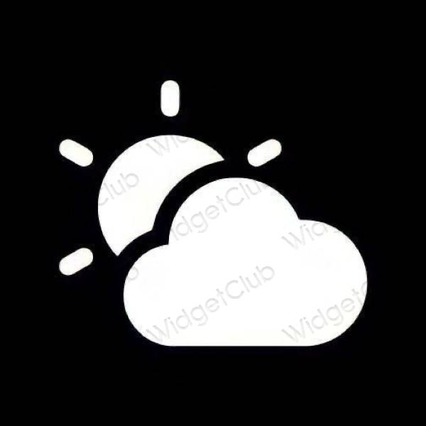 Estetické čierna Weather ikony aplikácií