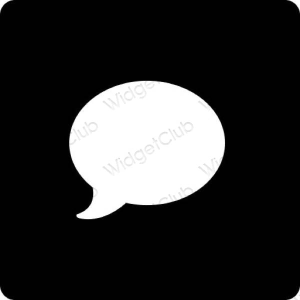 Estético negro Messages iconos de aplicaciones