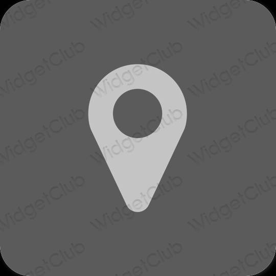 Естетски сива Google Map иконе апликација