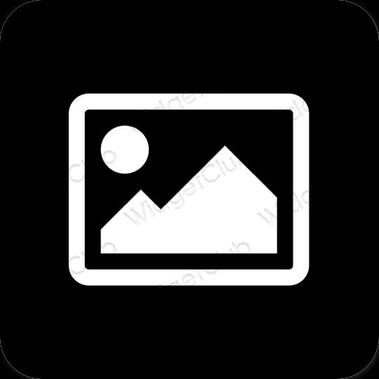 Estetický Černá Photos ikony aplikací