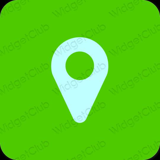 Ესთეტიური მწვანე Google Map აპლიკაციის ხატები