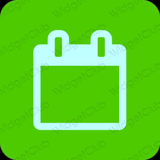 جمالي لون أخضر Calendar أيقونات التطبيق