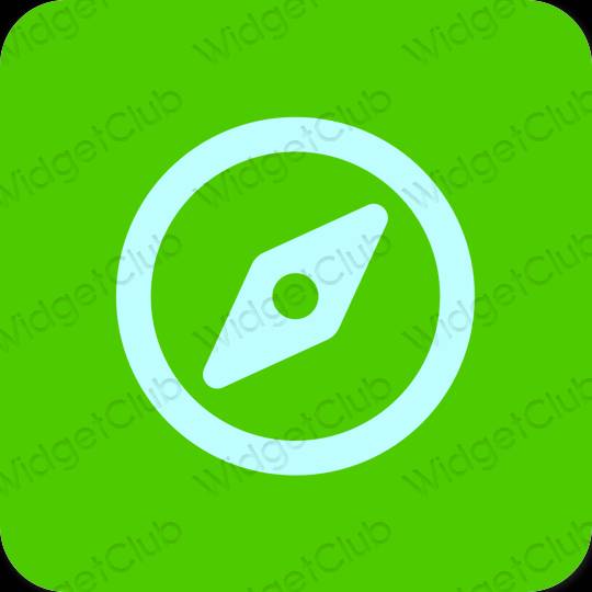 Thẩm mỹ màu xanh lá Safari biểu tượng ứng dụng