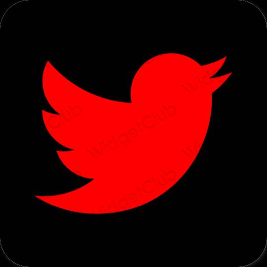 Estetik merah Twitter ikon aplikasi
