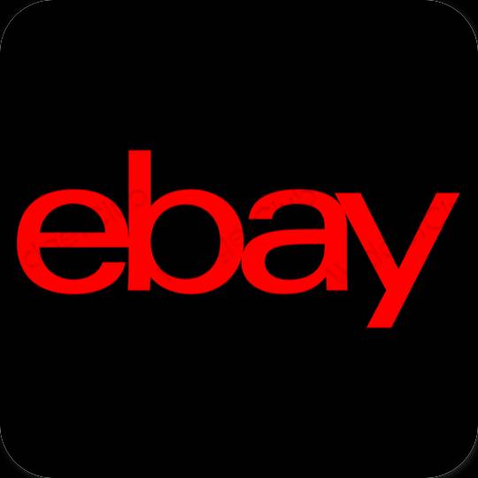 Estetický Černá eBay ikony aplikací