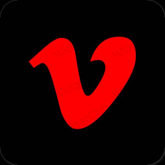 미적인 검은색 Vimeo 앱 아이콘