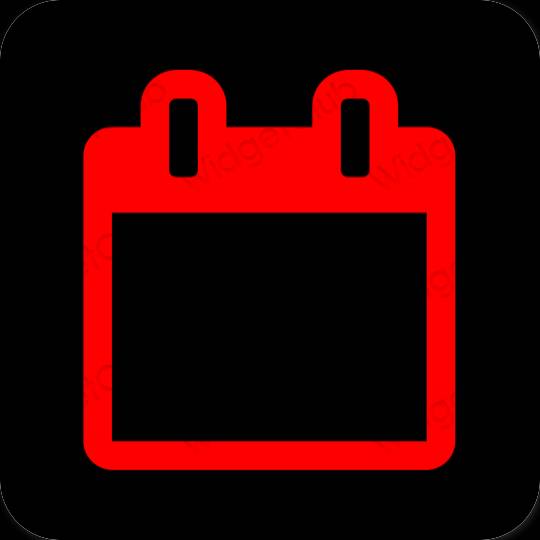 Estetický Černá Calendar ikony aplikací