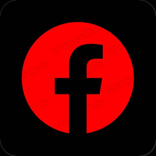 Estetyka czerwony Facebook ikony aplikacji