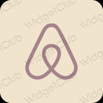 Estetinis smėlio spalvos Airbnb programėlių piktogramos