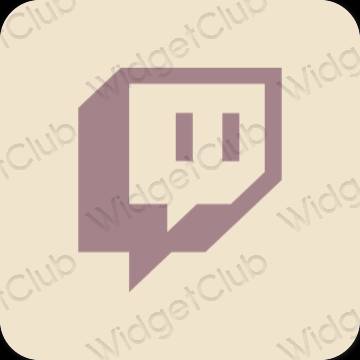 Estetický béžový Twitch ikony aplikací