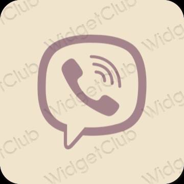 Estetický béžový Viber ikony aplikací