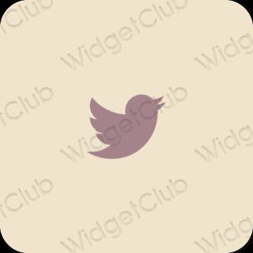 Estetický béžový Twitter ikony aplikací