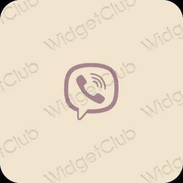Estético bege Viber ícones de aplicativos