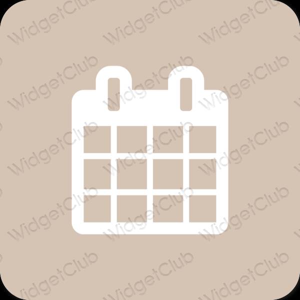 Estético bege Calendar ícones de aplicativos