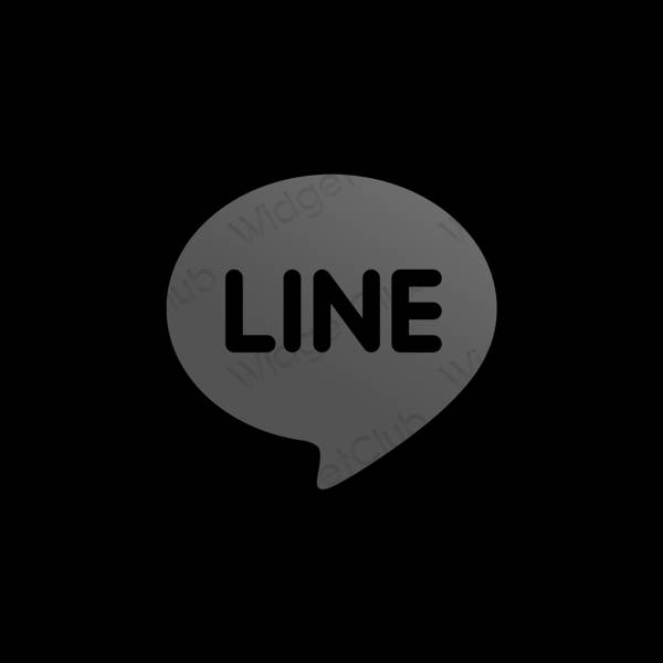 Естетичен черен LINE икони на приложения