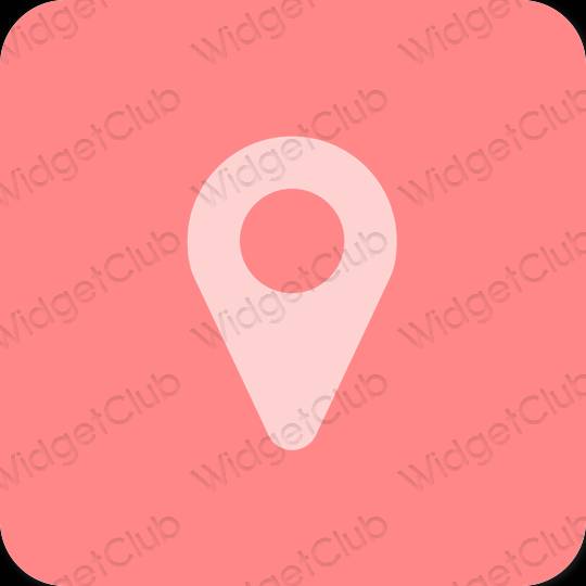Estetyka różowy Google Map ikony aplikacji