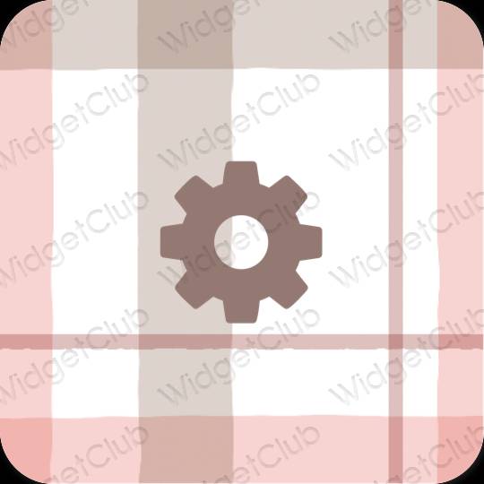 Естетски пастелно розе Settings иконе апликација