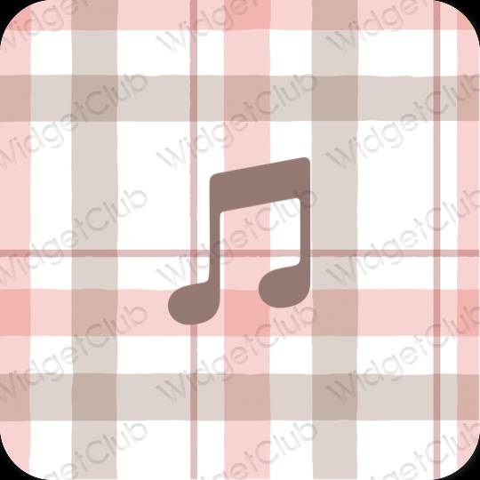 Αισθητικός παστέλ ροζ Music εικονίδια εφαρμογών