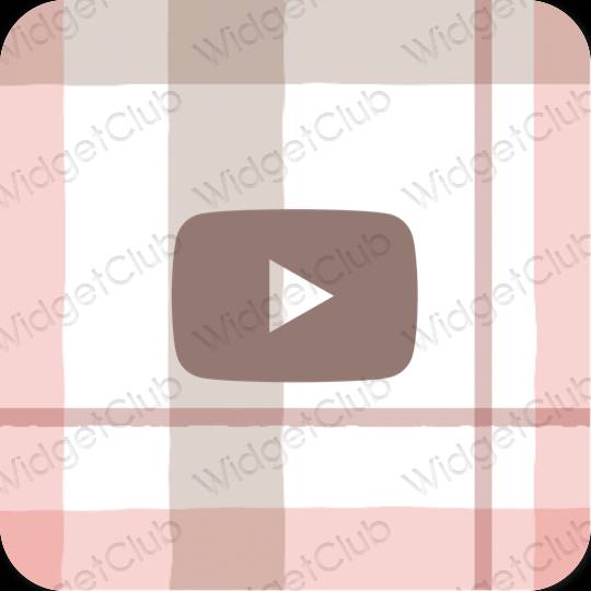 Stijlvol pastelroze Youtube app-pictogrammen