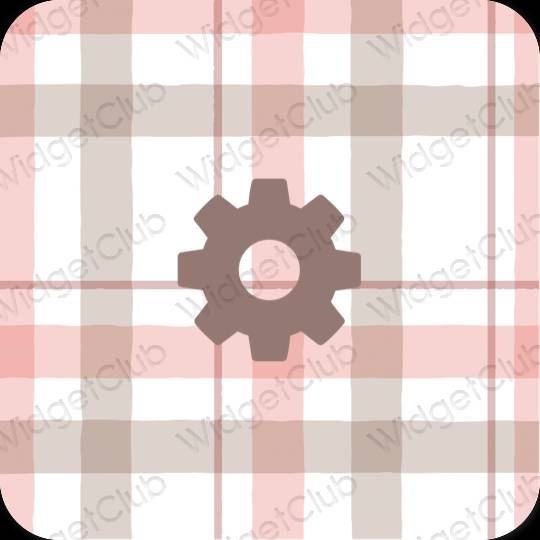 Estetisk pastell rosa Settings app ikoner