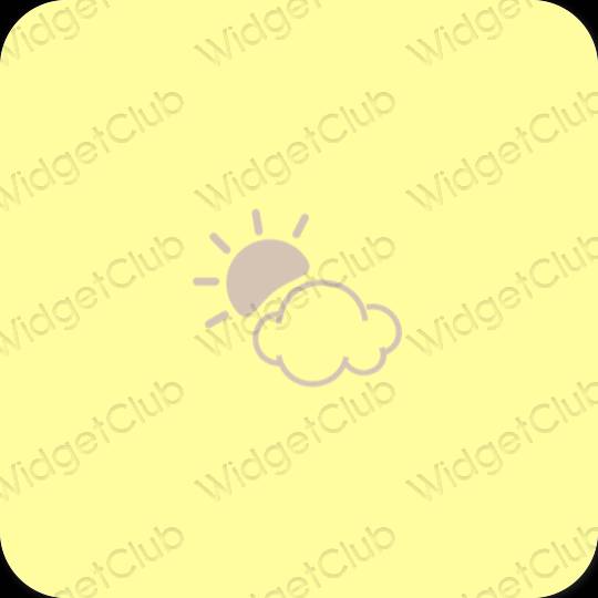 Estético amarelo Weather ícones de aplicativos