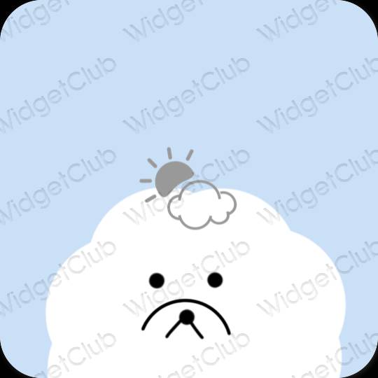 Estetický pastelově modrá Weather ikony aplikací