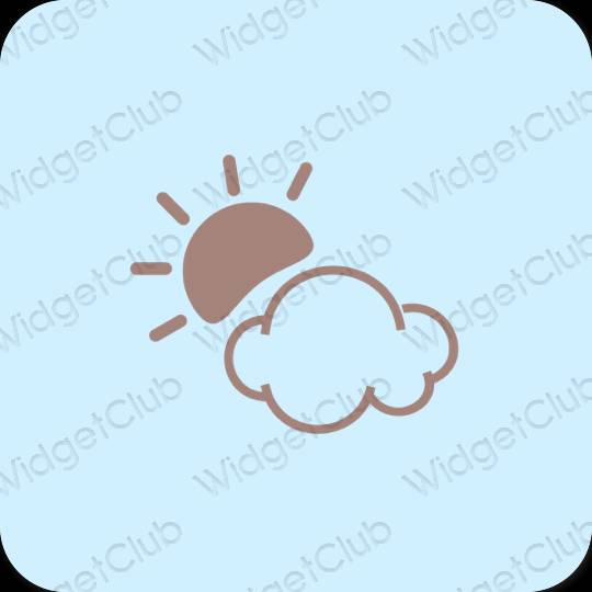 Estetické pastelovo modrá Weather ikony aplikácií
