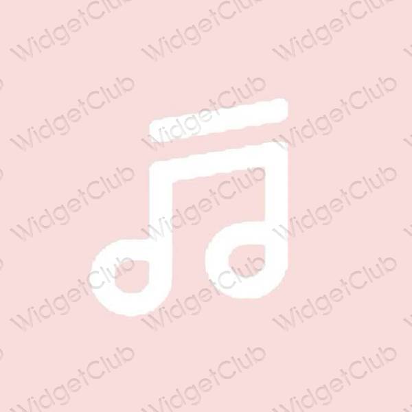 زیبایی شناسی صورتی پاستلی Music آیکون های برنامه