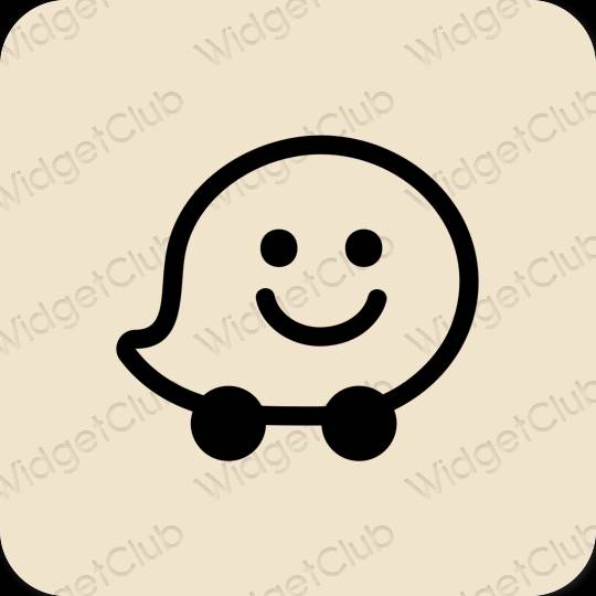 Estetisk beige Waze app ikoner