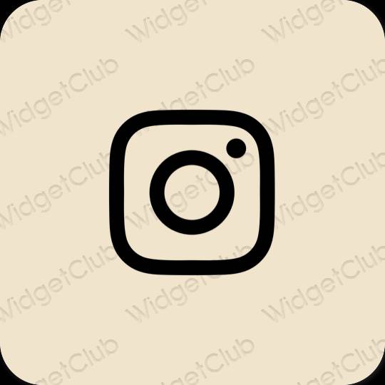 جمالي اللون البيج Instagram أيقونات التطبيق