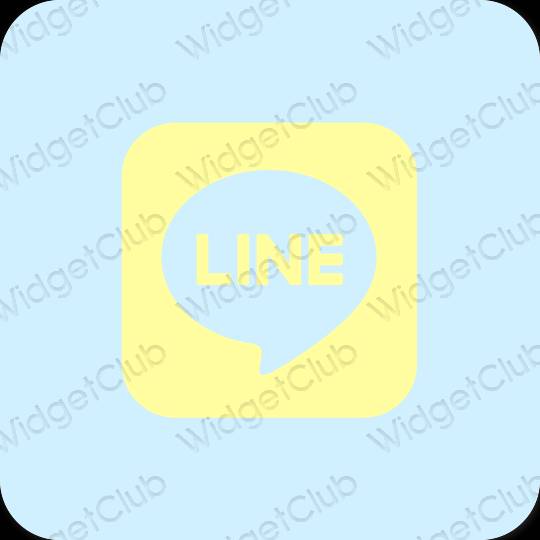 אֶסתֵטִי כחול פסטל LINE סמלי אפליקציה