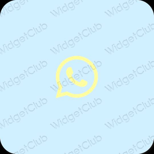 Aesthetic pastel blue WhatsApp app icons