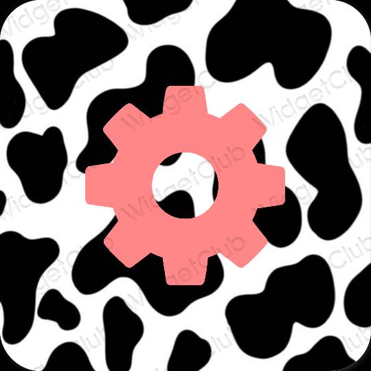Estetický růžový Settings ikony aplikací