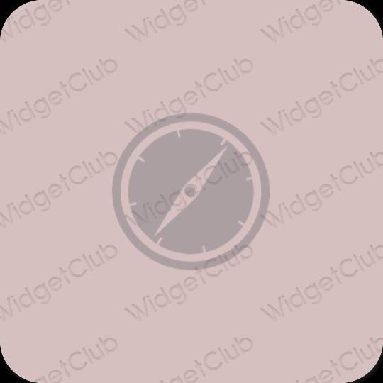 Estetik merah jambu pastel Safari ikon aplikasi