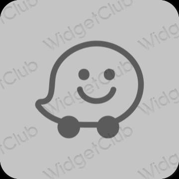 Estetik kelabu Waze ikon aplikasi