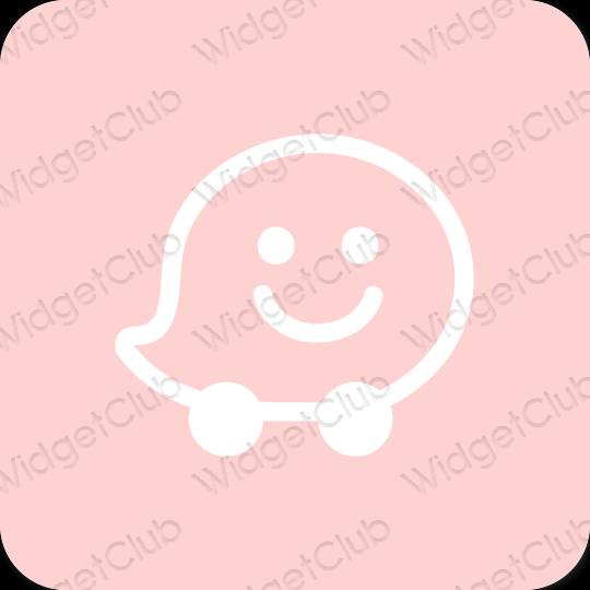 Естетски розе Waze иконе апликација