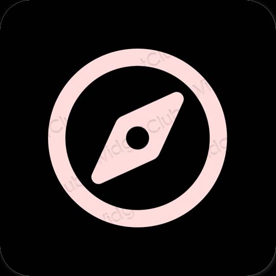 Esthétique noir Safari icônes d'application
