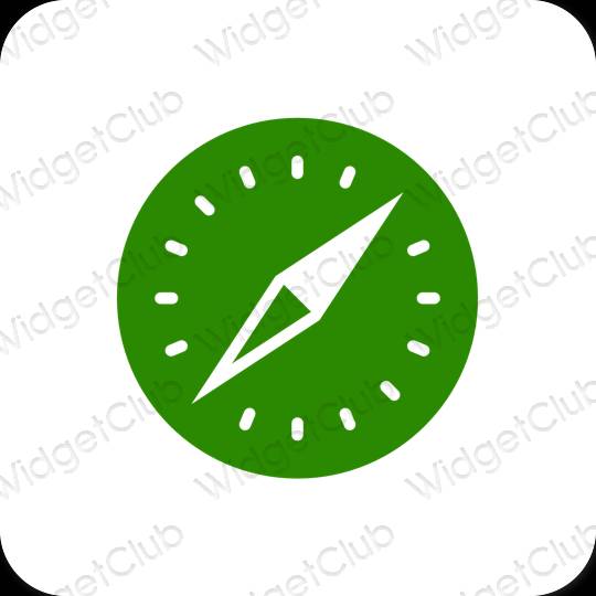 جمالي لون أخضر Safari أيقونات التطبيق