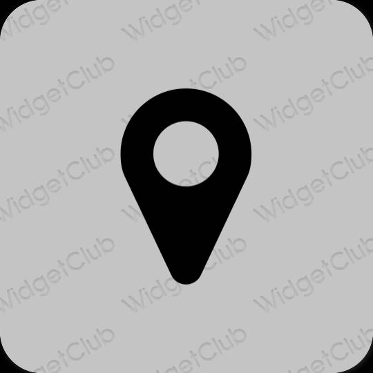 Estético gris Map iconos de aplicaciones
