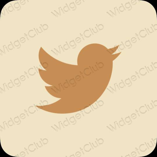 Ესთეტიური კრემისფერი Twitter აპლიკაციის ხატები