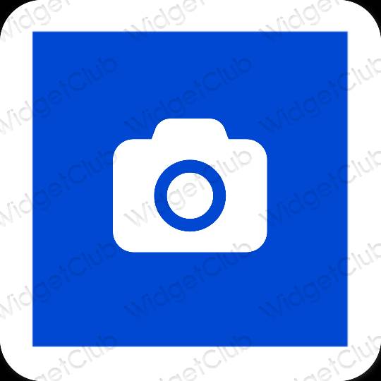 Aesthetic neon blue Camera app icons