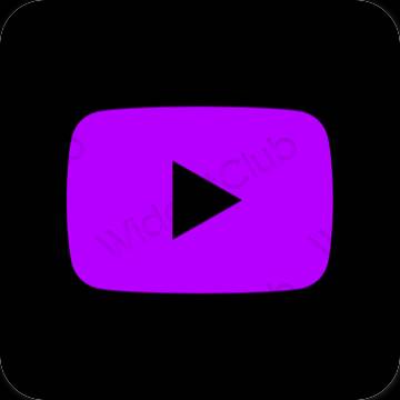 Estetis neon merah muda Youtube ikon aplikasi