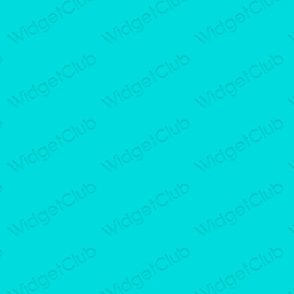 Aesthetic neon blue Music app icons