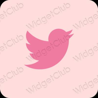 Estetik merah jambu pastel Twitter ikon aplikasi