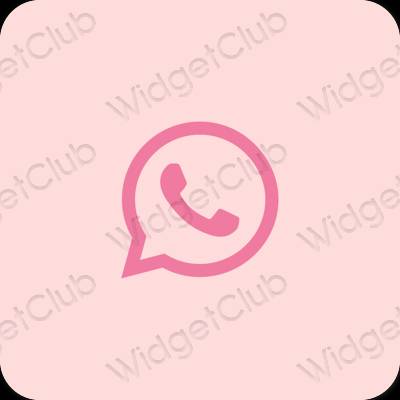 Αισθητικός παστέλ ροζ WhatsApp εικονίδια εφαρμογών