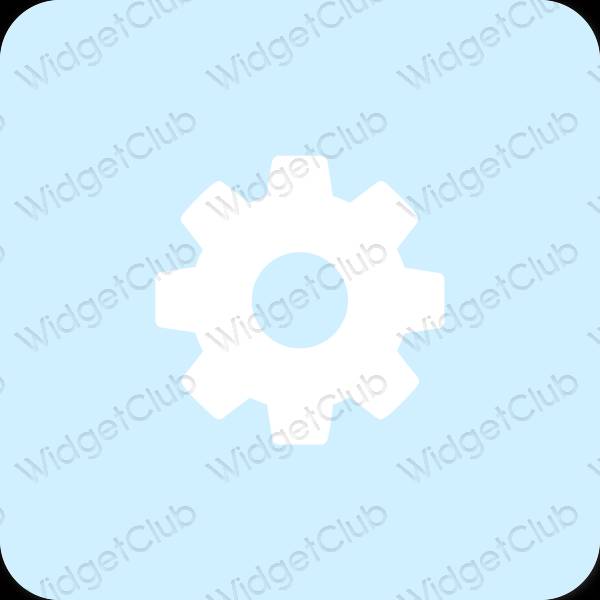 Estetsko pastelno modra Settings ikone aplikacij