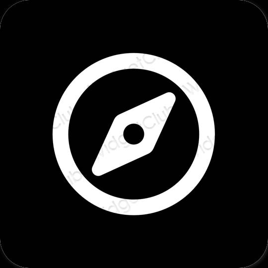 Estetické čierna Safari ikony aplikácií